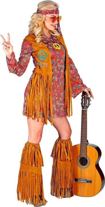 Produktbild Widmann HIPPIE (Kleid, Weste, Stirnband, Stiefelüberzieher mit Fransen), XL (XL)