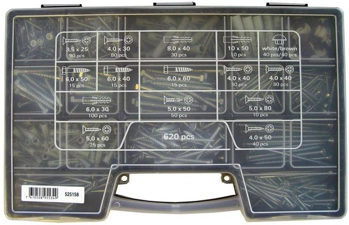 BestaPac Coffret vis et chevilles 620 pièces (620 Vis par pièce)
