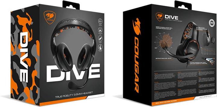 Image du produit Cougar Słuchawki I DIVE I Headset I Driver 50mm / 9.7mm noise cancelling Mic. / Stereo 3.5mm (Filaire)