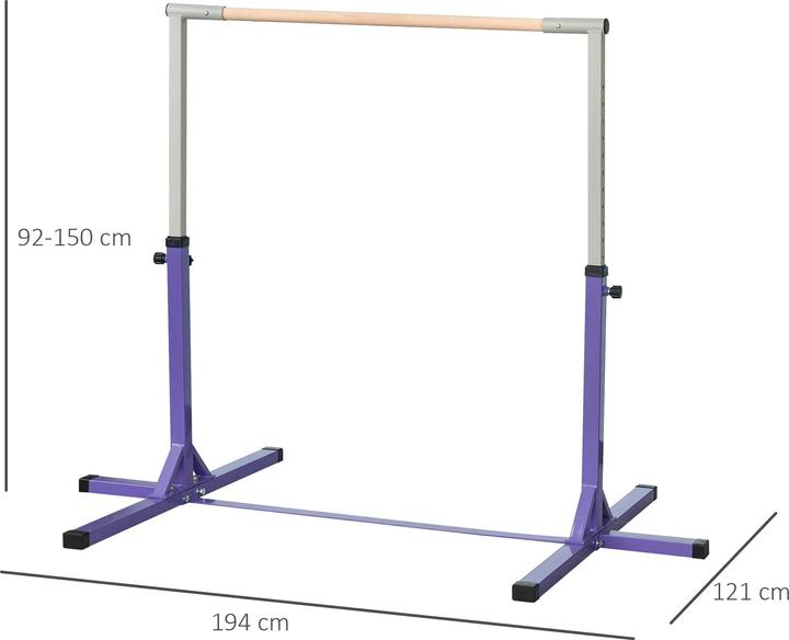 Image du produit Homcom Gymnastik-Turnreck Stahl, Buchenholz Violett