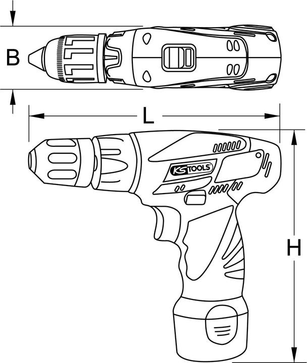 Produktbild KS Tools Akku-Bohr-Schrauber, 24Nm, 1.870 U/min 10,8V, mit 2 Akkus und 1 Ladegerät (Akkubetrieb)