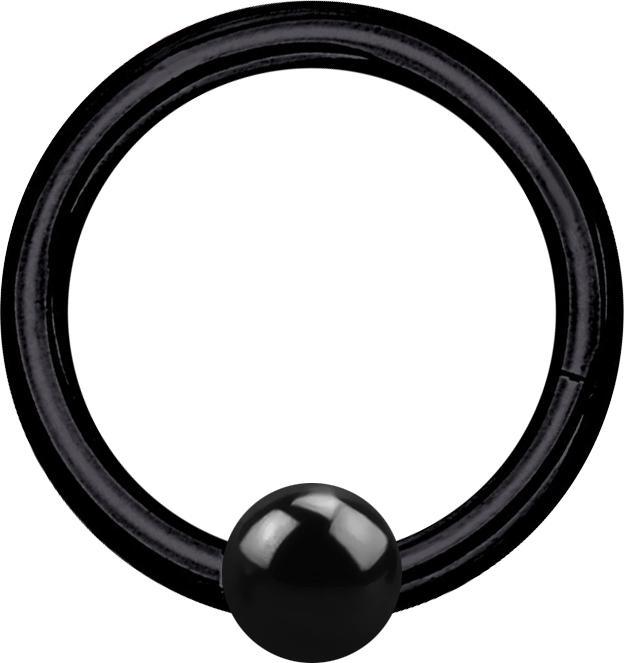 Star Piercing Micro Segmentring klappbar schwarz mit Kugel (ohne Messing, Chirurgenstahl 316L)