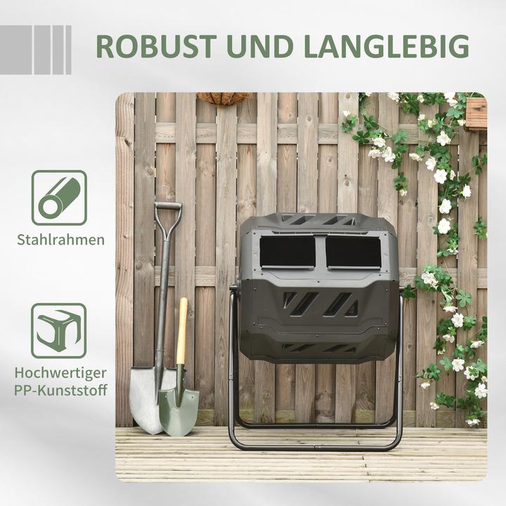 Produktbild Outsunny Komposttrommel mit 2 Kammern (160 l)