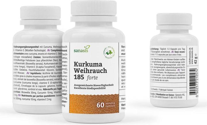 Image du produit Sanasis Kurkuma Encens 185 forte sans polysorbate caps (60 pièce(s), Capsules, 63 g)