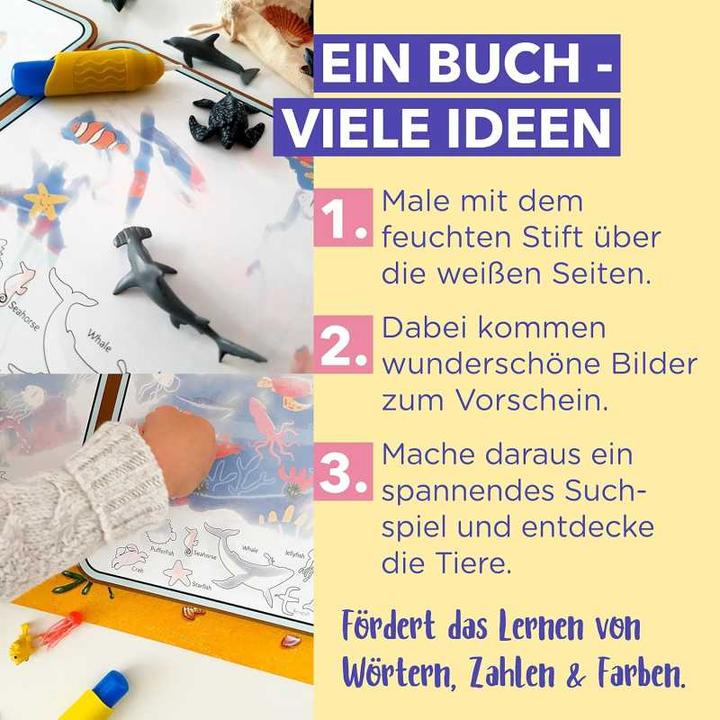 Image du produit mierEdu Livre de coloriage aquatique magique - Monde marin (Allemand, Français, Italien, Anglais)