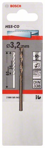 Produktbild Bosch Professional Zubehör Metallbohrer HSS-Co, DIN 338, 3,2 x 36 x 65 mm, 1er-Pack (2 mm)