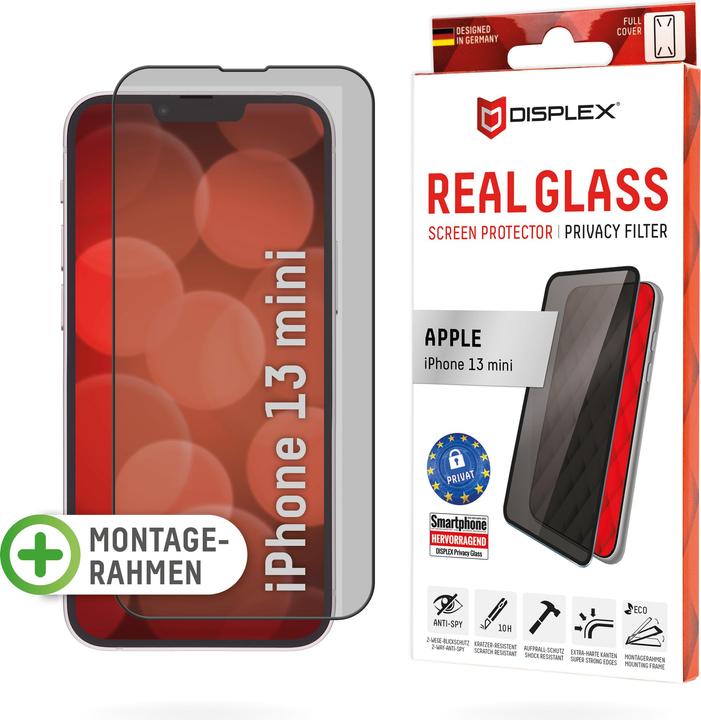 Produktbild Displex Real Glass, Privacy Full Cover Panzerglas (1 Stück, Apple iPhone 13 mini)