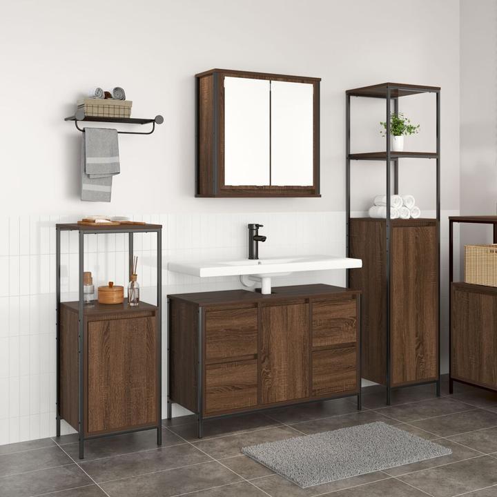 Image du produit VidaXL Ensemble de meubles de salle de bains 3 pièces - Chêne brun Matériau dérivé du bois