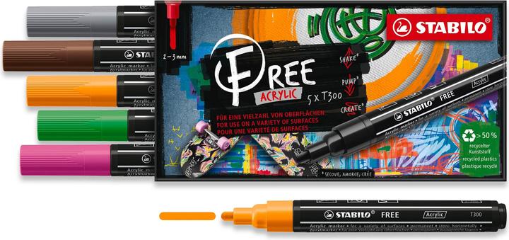 Actual product image STABILO Free (Grey, Brown, Orange, Green, Purple, Black, 3 mm, 5 x)