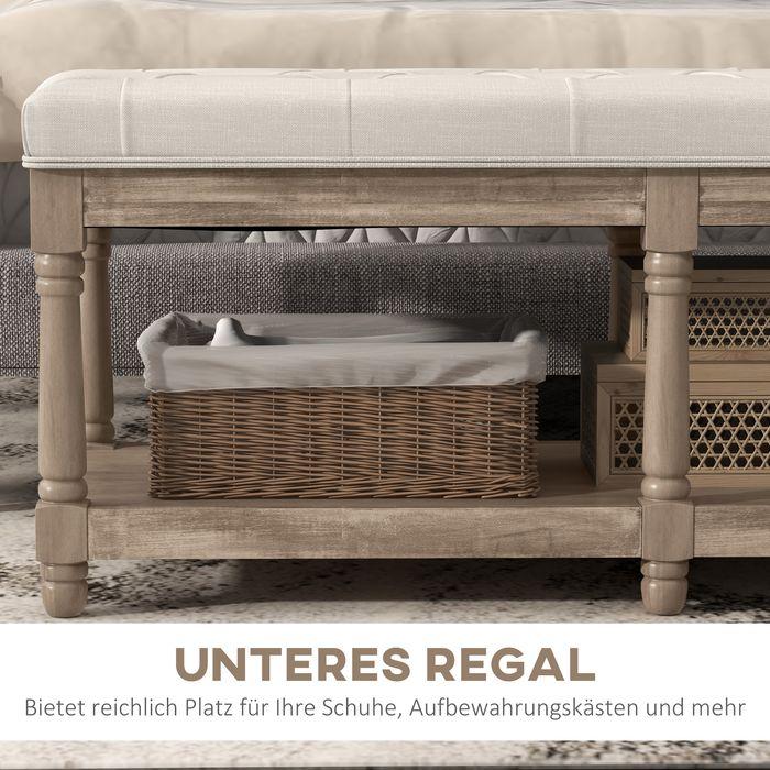 Produktbild Swisshandel24 Schuhbank, Stauraum, Leinenoptik, Holzbeine, Creme 115x40x48cm (40 cm)