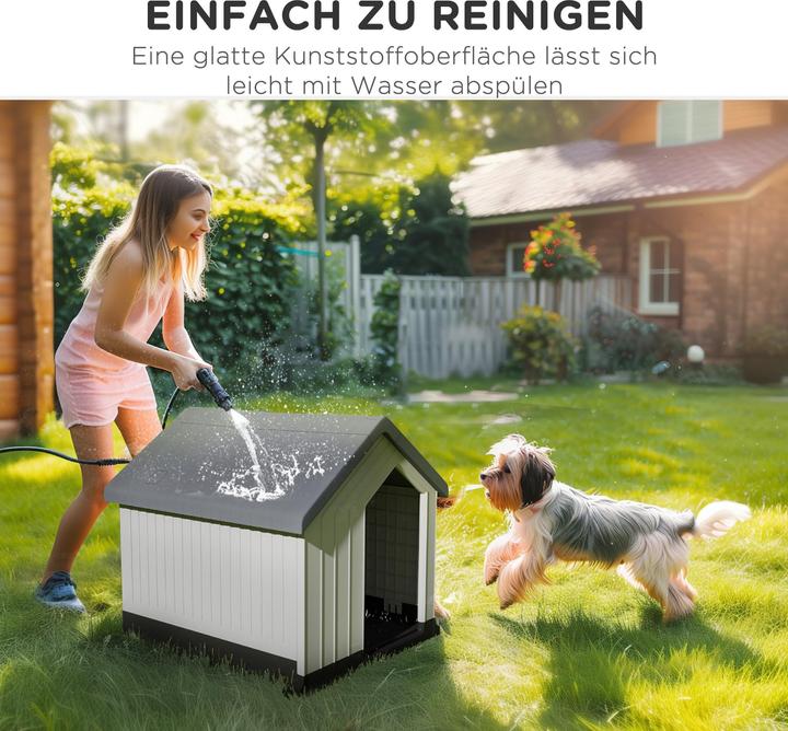 Actual product image PawHut Hundehütte Kunststoff Grau+Weiss (Dog house)