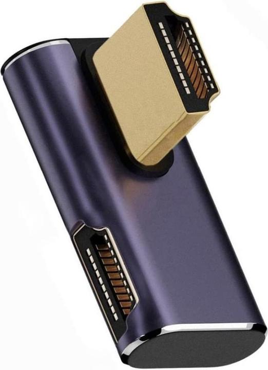 Actual product image PowerGuard HDMI to HDMI 2.1 8K 90 Degree Angle Right Up Low Profile Adapter (HDMI)