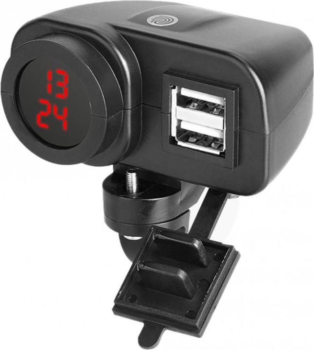 Booster Zigarettenanzünder Motorrad Stromversorgung 2 usb + Uhr
