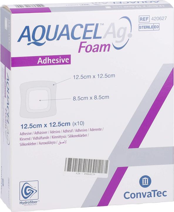 Produktbild Aquacel Ag Foam Adhäsiv 12,5x12,5 cm Verband, 10 St VER
