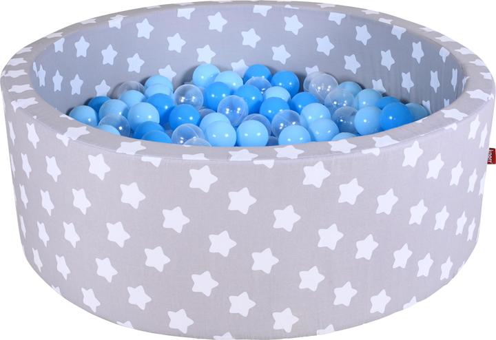 Produktbild Knorrtoys Bällebad soft - "Grey white stars" - 300 balls soft blue/blue/transparent (ca. 6cm Durchmesser)