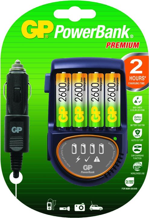 Produktbild GP Batteries GP Ladestation PowerBank H500, KFZ (4 Stk., AA, AAA, 2550 mAh, Ladegerät inkl. Akku)