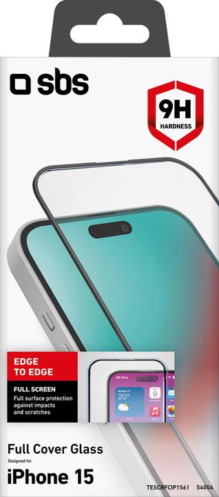 Immagine prodotto SBS Vetro SP Full Cover iPhone 15 (1 Pezzo/i, Apple iPhone 15)