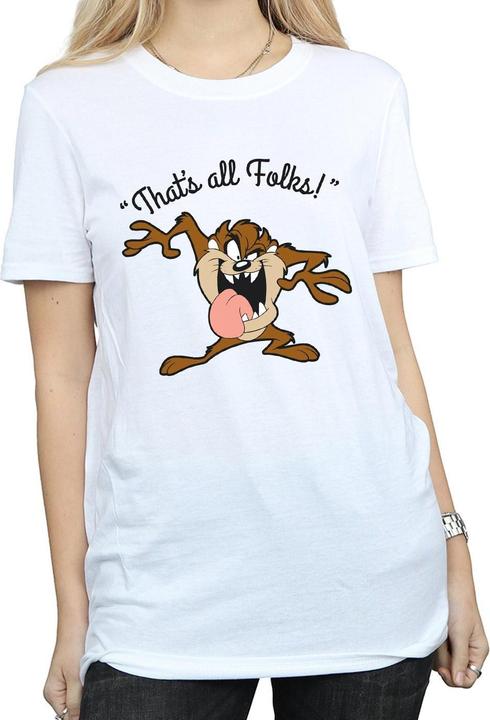 Actual product image Looney Tunes Womens/Ladies That's All Folks Taz Cotton Boyfriend T-Shirt (S)