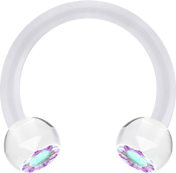 Star Piercing Micro Circular Barbell transparent mit zwei Kugeln Kristall multicolor (ohne Messing, Acryl)