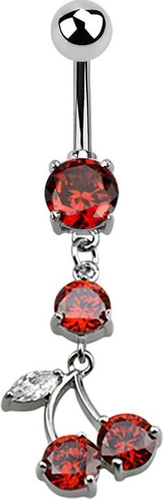 Produktbild Star Piercing Banane silber mit Anhänger Kirsche orange (ohne Messing, Chirurgenstahl 316L)