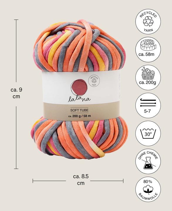 Immagine prodotto Lalana Lana Soft Tube, filato tubolare 6 mm x 58 m, 200 g (58 m)