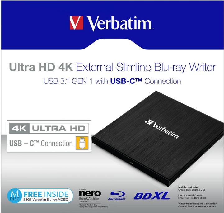Actual product image Verbatim Slimline (DVD drive, CD burner, CD drive, DVD writer, Blu-ray burner, Blu-ray drive)