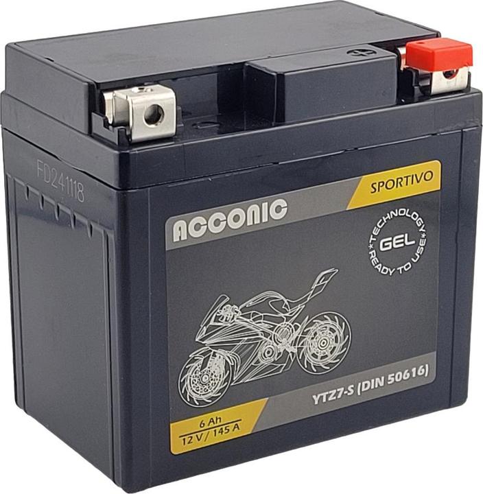 Produktbild Acconic Sportivo GEL YTZ7-S Motorradbatterie 6Ah 12V (DIN 50616) (12 V, 6 Ah)
