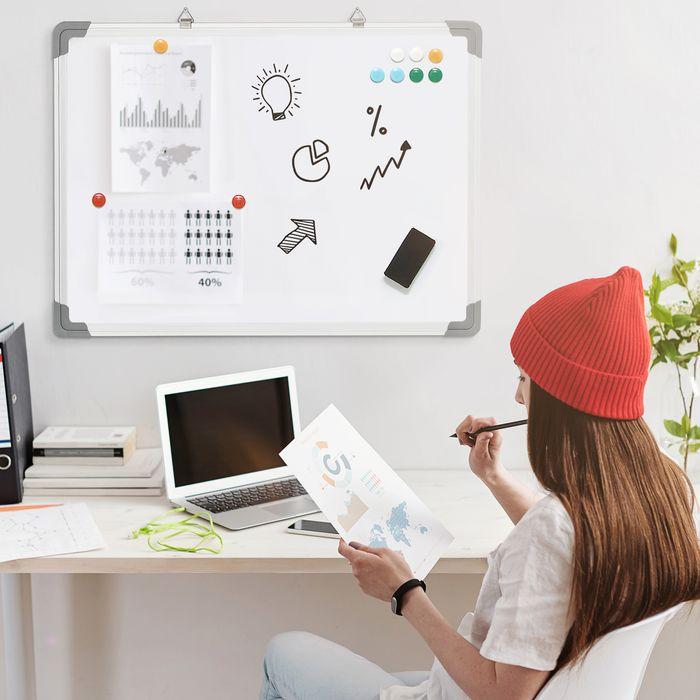 Actual product image Swisshandel24 Whiteboard Magnetic Magnetic board with 4 markers 1 eraser 10 magnetic easel Wall mounting easy