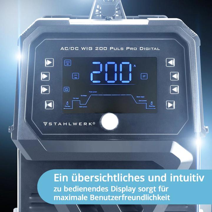 Immagine prodotto Stahlwerk Saldatrice a gas schermante AC/DC TIG 200 Pulse Pro Digital Completamente attrezzata