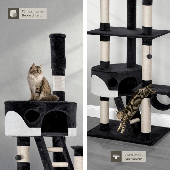 Immagine prodotto tectake Albero del gatto Hansi (260 cm, Bianco, Nero)