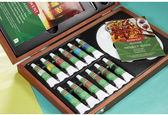 Actual product image Derwent Acrylic Paint Acrylic Wooden Box Multicolored (Multicoloured, 12 ml)