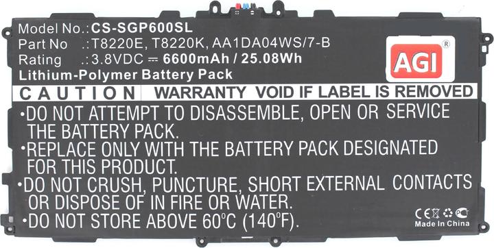 Immagine prodotto AGI Batteria compatibile con Samsung Galaxy Tab Pro 10.1 - Batteria - 6.600 mAh