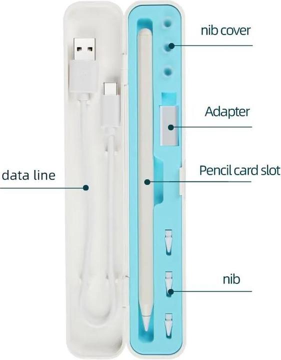 Produktbild PhoneLook Schutzcase Aufbewahrungsbox Apple Pencil 1 & 2 liquid silicone blaues Interieur