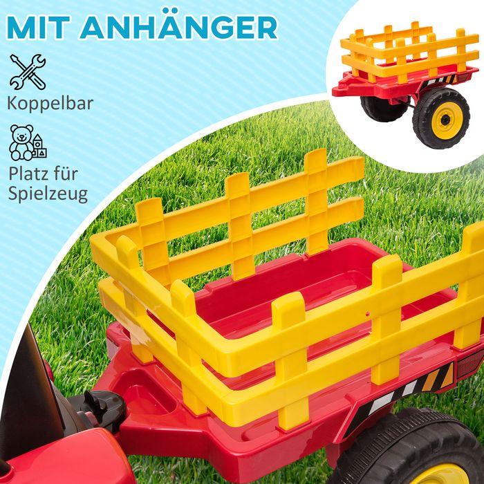 Produktbild Swisshandel24 Kinderelektro-Traktor mit Anhänger, Fernbedienung, MP3, Scheinwerfer, 3-6KM/H, Rot