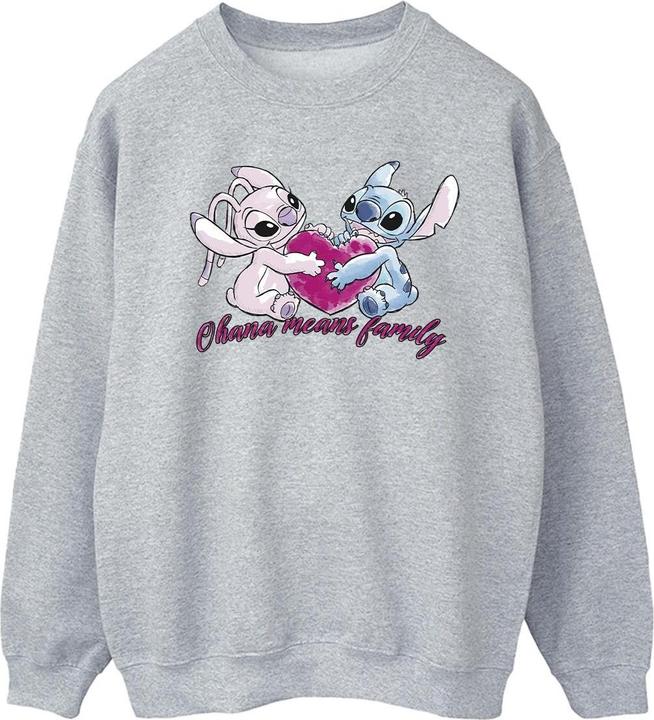 Actual product image Disney Mens Lilo And Stitch Ohana Heart With Angel Sweatshirt (S)
