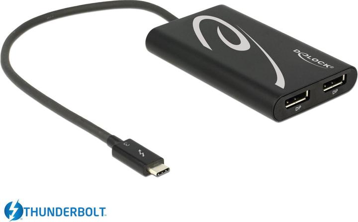 Actual product image Delock Monitor adapter Thunderbolt 3 to 2xDP jack (DP, 27 cm)