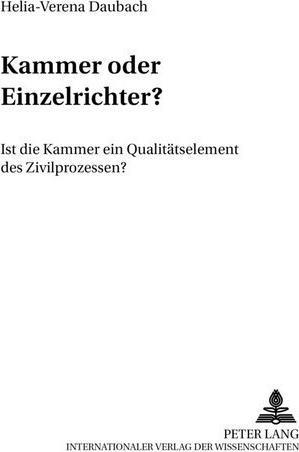Produktbild Kammer oder Einzelrichter? (Helia-Verena Daubach, 2003)