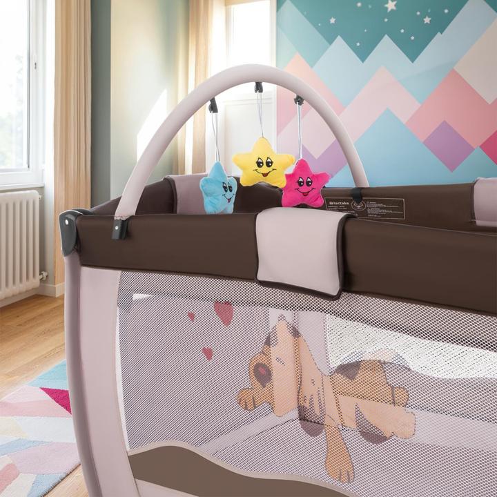Actual product image tectake Travel cot dog with changing mat and carrying bag