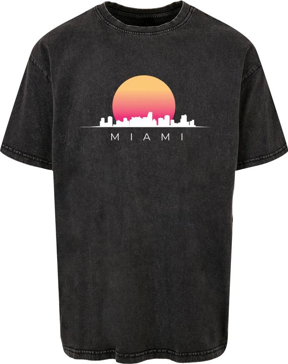 Merchcode Miami X Acid Washed Heavy Oversize Tee - 113137