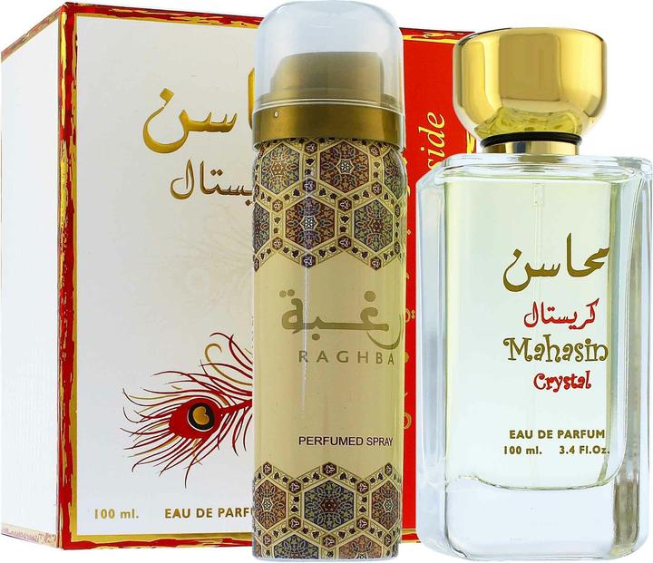 Produktbild Lattafa Perfumes Lattafa - Mahasin Crystal - EDP 100 ml + deodorant ve spreji 75 ml (Eau de Parfum, 100 ml)