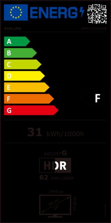 Energie-Label Philips 34M1C5500VA/00 (3440 x 1440 Pixel, 34")