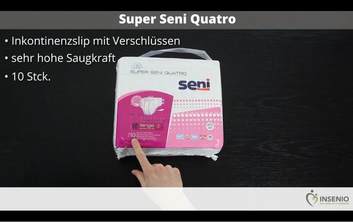 Image du produit Seni Quatro Windelhosen XL atmungsaktiv Hüftumfang 130-170cm 9 Tropfen (10 x, Large plus)