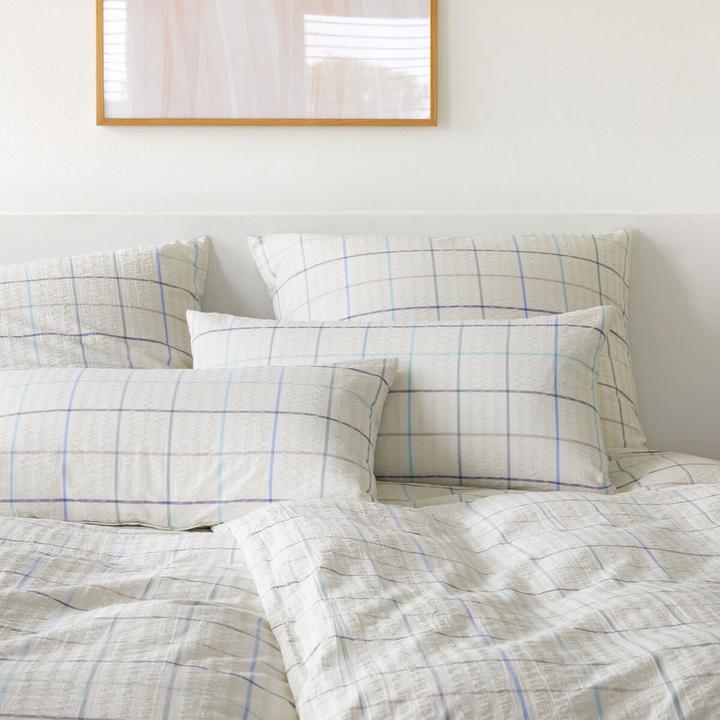 Produktbild Elegante Web-Seersucker Bettwäsche Trondheim multi blau (Kopfkissenbezug, 40 x 80 cm)