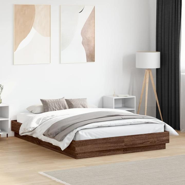 Produktbild VidaXL Bettgestell mit LED Sonoma-Eiche (135 x 190 cm)