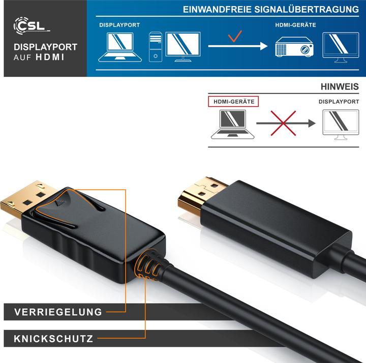Immagine prodotto CSL DisplayPort - HDMI (3 m, DisplayPort, HDMI)