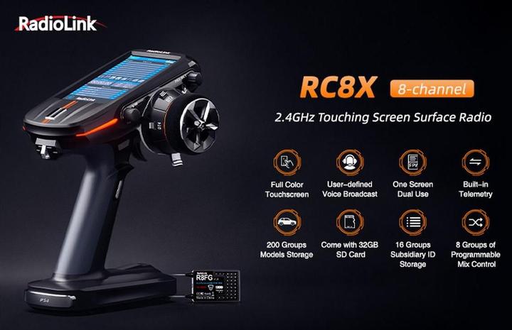 Actual product image RadioLink Remote control RC8X 2.4 GHz, 8 channel, with 2 receivers
