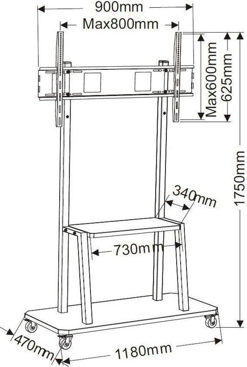Produktbild Vivolink Mobile stand upto VESA 800x600 (100", 150 kg)