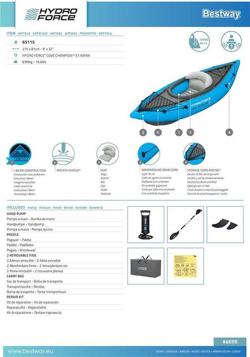 Produktbild Bestway 65115 / 24 (275 cm, 1 Pers.)