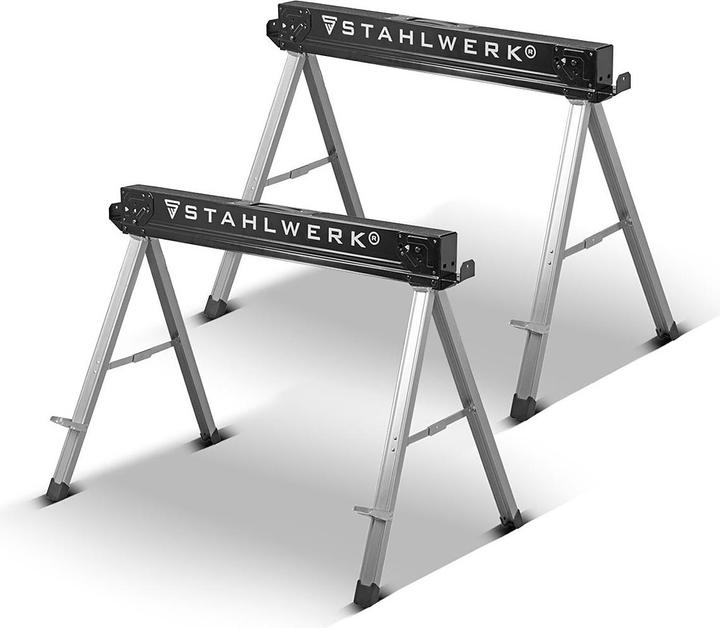 Produktbild Stahlwerk Sägebock 2er Set 500 kg Universal Arbeitsbock Klappbock Gerüstbock (105.50 cm, 60 cm)