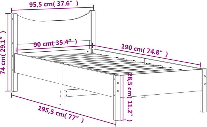 Immagine prodotto VidaXL Letto in pino (90 x 190 cm)